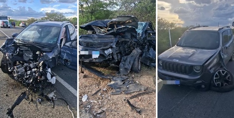 Grávida e mais cinco pessoas ficam feridas em acidente com três carros em Soledade Grávida e mais cinco pessoas ficam feridas em acidente com três carros em Soledade
